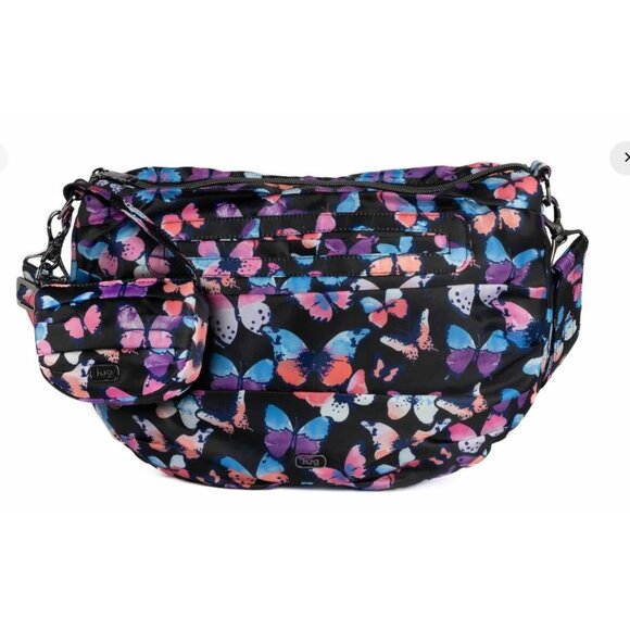 LUG Scuffle Pleated Crossbody Bag - NWT Watercolor Butterflies color - Picture 1 of 6